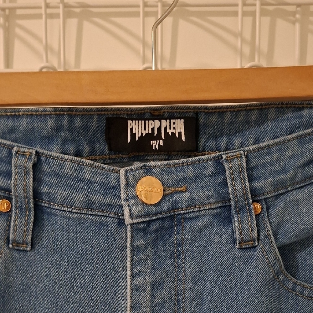 Philipp Plein Men's Mid-wash Straight-leg Blue Denim Jeans (US 34 x 34)